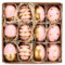 NaDeco Hühnereier, bemalt, 12 Stück, mit Hänger, in vielen Farben & mit verschiedenen Motiven erhältlich | Deko-Ostereier | Schöne Osterdeko zum Aufhängen, Farbe:Rosa-Gold