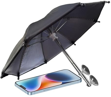 Amesor Sonnenschirm Handy, Regenschirm Für Handy, Tragbarer UV-Schutz Sonnenschirm, Regenschirm Für Telefon Mit Saugnapfständer, Handy Sonnenschutz Schirm Für Outdoor Reisen Oder Indoor