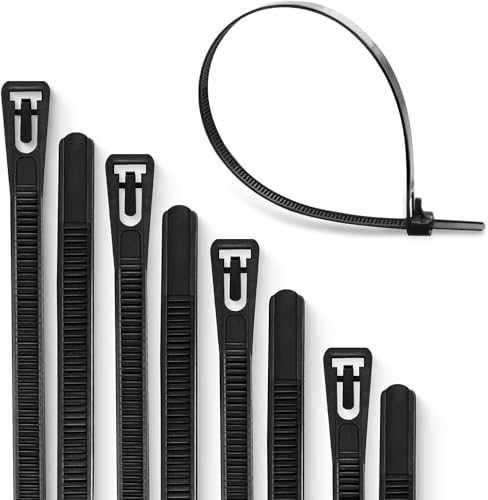Meccion Wiederverwendbarer Kabelbinder 3.6mm x 150mm Schwarz 100 Stück UV-Beständig Starkes Nylon Wiederlösbar Kabelbinder mit 50 kg Zugfestigkeit
