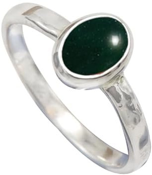 JEWELFORCE 925 Sterling Silber grüner Jade-Edelstein-Ring für Herren und Damen, Stein-Band-Ring, Ring in allen Größen, handgefertigter Schmuck JSR-1080CD_60 (19.1)
