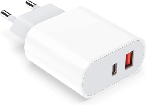 Chargeur USB C 25W Rapide Prise Remplacement pour 16/16 pro/15/15 Pro/15 Pro Max/14/13/12/11/SE/XR/X/XS/Pad Pro/Watch 9/SE/8/7,Samsung Galaxy Huawei Xiaomi Google Téléphones,Prise USB C.
