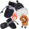 Hundeschuhe Pfotenschutz,4PCS Plüsch Hundestiefel,Hundeschuhe Winter,Hund Schneestiefel,Bequeme Atmungsaktive,Hundeschuhe mit reflektierenden Riemen,für kleine, mittlere,Sport im Freien (Schwarz 6)