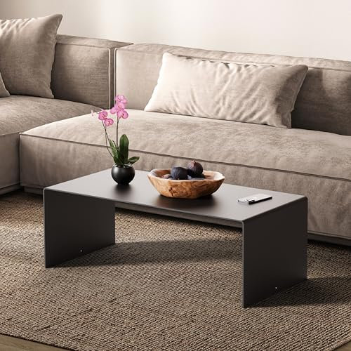 Couchtisch Wohnzimmertisch Beistelltisch Schwarz 100 cm aus Aluminium - Made in Germany - Hochwertig Minimalistisch Design