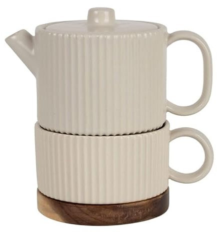 Sema - Théière égoiste avec filtre inox - Sweet leaves écru 45cl + 25cl - SEMA