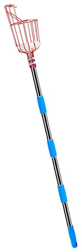 INOOMP Recogedor De Frutas Portátil con Desmontable De Acero Inoxidable Herramienta Ligera para Jardín Huerto y Granja Recogida Segura Altura Secciones Rojo y Plata