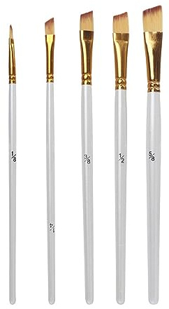ZOCWJK 5 Pcs Set Short-Wood Pole Oblique Head Paint Brush Gouache Water Painting Bicolor Nylon Hair Acrylic Oil Paint Pen(