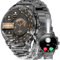 Rogbid Stahl Gear Smartwatch Herren mit Telefonfunktion 1.85‘’ AMOLED Smartwatch mit Taschenlampe 120+ Sportmodi 730mAh IP67 Wasserdicht Fitnessuhr mit 24/7 Herzfrequenz Schlafmonitor Android iOS