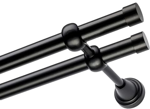 Voppi Gardinenstange 140cm 1,9cm Zauber mit Abschlüssen mit Träger elegant Stahl für Wohnzimmer Esszimmer Küche kurz