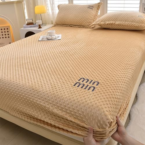JIANINGHOME Spannbetttuch 180x200,Fleece Spannbetttuch warm, kuschelig, superweich,bettlaken aus Baumwollsamt mit Kristallsamt