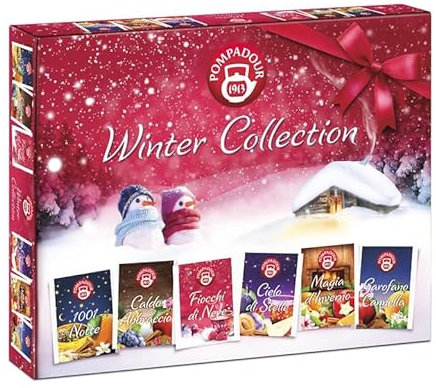 Pompadour Winter Collection - Confezione Regalo con 30 Filtri di Infusi Invernali Assortiti in 6 Gusti Deliziosi (1 conf.)
