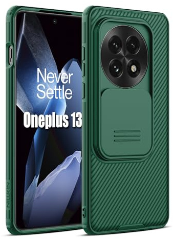 Nillkin OnePlus 13 Case, Slide Cover Camera Lens Privacy Protection, Slim & Shockproof TPU+PC Case for OnePlus 13 5G, Anti-Fingerprint, Scratch-Resistant,Green