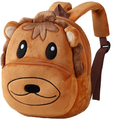 HAHASHOW Kinderrucksack ab 1 Jahr – Niedlicher 3D-Tierrucksack für Kleinkinder (2-4 Jahre), Leichter Kita Rucksack mit weichem Plüsch, Mini-Kindergartentasche für Jungen und Mädchen（Löwe）