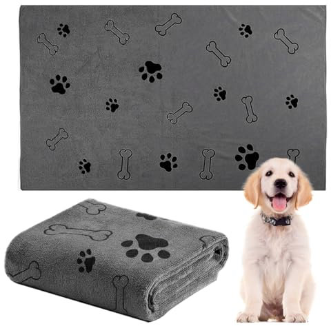 BCHKO Extra Saugfähig Schnelltrocknend Haustier Mikrofaser Handtücher für Hunde Und Katzen (100 x 60 cm) (Grau)