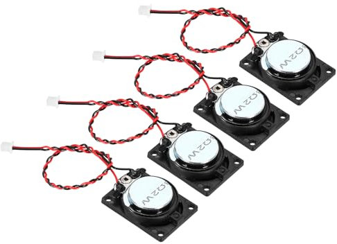 sourcing map 4 Pcs 2W 8 Ohm Small Speakers Metal Shell Square Internal Micro Magnet Speaker with 120mm Terminal Wire for Mini Speakers DVD EVD Multimedia Mobile Portable Advertising Machine