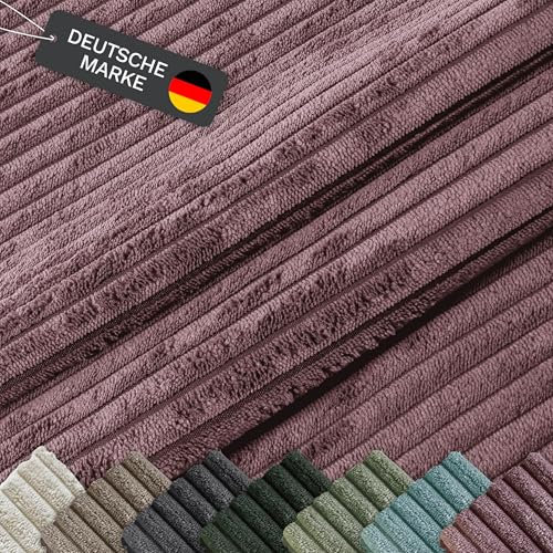 Lycce Cordstoff Meterware | 35.000 Scheuertouren | Tierfreundlich & kratzresistent | 1 lfm x 1,40 m breiter Polsterstoff für Möbel, Kissenbezüge und andere DIY Projekte | 360 g/m² | altrosa