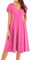 Abito Lungo da Donna, Estivo, Chic, A Trapezio, a Maniche Corte, da Sera, da Sposa, Rosa M