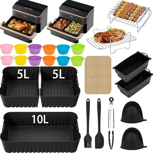 Cosori, accessorio per friggitrice ad aria calda, accessorio per friggitrice ad aria calda Cosori, 10 l, incluso stampo in silicone Cosori Twinfry, friggitrice ad aria calda, griglie, stampi per pane,