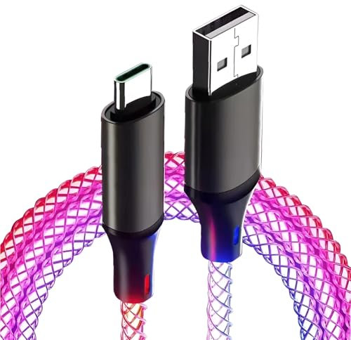 Eophmi Light up Charging Cable, USB Type c Cable, USB to c Cable, RGB Colorful Light Cord for Galaxy S25/S25 Ultra/S24/S24 Ultra, with iPhone 15/16 series, 66W Fast Charging, 1M/3.3Ft