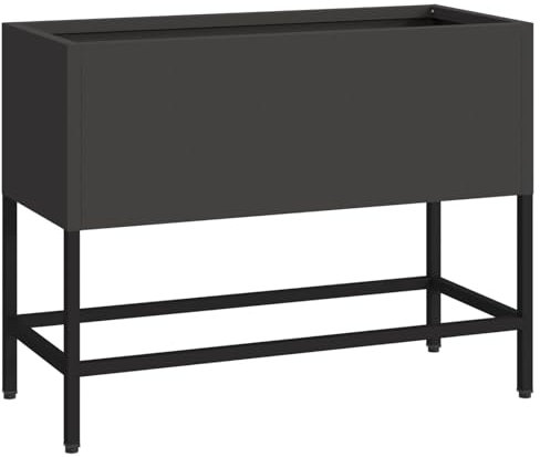 vidaXL Fioriera Sollevata 60 x 26 x 45 cm in Metallo Nero, Moderna, per Uso Interno ed Esterno. Scatola in Acciaio Resistente ai Raggi UV, Letto Contemporaneo, Contenitore da Giardinaggio rettangola