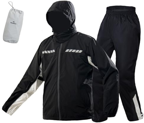 VIKAMAKA Rain Suit for Men Women, Waterproof Rain Jacket Pant for Motorcycle Golf Hiking Cycling Rain Gear Coat (Gray, S)