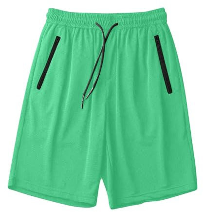 Pantaloni sportivi da uomo corti con tasche con cerniera, in rete, elasticizzati, da basket, fitness, da corsa, estivi, da corsa, estivi, disponibili in molti colori, oro rosa., L
