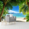 Custom Size Wall Murals,Tropical Beach Palm Trees Self-Adhesive Removable Wall Covering Fabric, Large Photo Wallpaper for Living Room Bedroom Kitchen Office Kids.