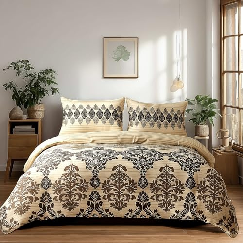 Home Sweet Home UK Double Duvet Cover Set – Soft Polycotton Tony Pattern with Pillowcase, Stripe Floral Design, Durable & Machine Washable Bed Linen