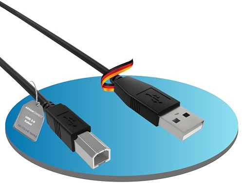 ADVANconnect Cavo per stampante USB, tipo A a B, cavo ad alta velocità 1,00 m, cavo di collegamento per scanner e stampante, cavo di collegamento, USB 2.0, trasferimento dati 480 MB/s, nero
