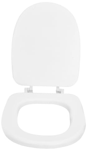 Coussin de Siège de Toilette en Écume Blanc, Épais, Rond et Allongé | Nettoyage Facile, Style Classique, pour Salles de Bains et Rvs, Format Standard