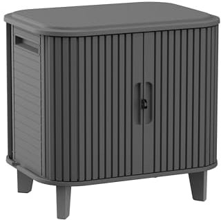 Keter Velo 113L Storage Cabinet – Grey | Stackable Space‑Saving Design | Weather‑ & UV‑Resistant Resin | Smooth Sliding Doors | Sleek Modern Style | Built‑In Handles | Quick 30‑Minute Assembly