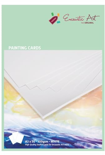 Encaustic Art The Original Malkarten A3 | 50 Blatt | Großes beschichtetes Papier für Wachskunst | Weiße Enkaustik Zeichenfläche für Maleisen & Stylus | Alternative zur Leinwand | 300gsm