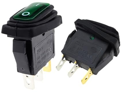 KCD3 1 pz/5 pz 3 pin 12 V 220 V LED luce 20 A On/Off rettangolare lungo interruttore a bilanciere impermeabile IP67 cruscotto auto di spedizione(Green,5pcs,220V)