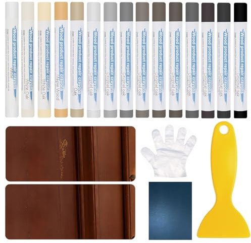 15 Farben Laminat Reparaturset Parkett Reparaturset Holzreparatur Set Holzwachs Reparatur mit Werkzeugen Geeignet für Holzmöbel und Holzböden