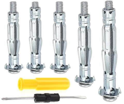 YCSHIPO Heavy Duty Plasterboard Fixings Set, 36 Sets Hollow Wall Anchors & Metal Screws, Ideal for Drywall, Wood, Brick, Concrete, Metal