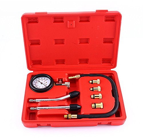 Motor Kompressionsprüfer Benzinmotor, Set mit Manometer und Adaptern - Präzise Messung, Robust & Vielseitig für Auto und Motorrad