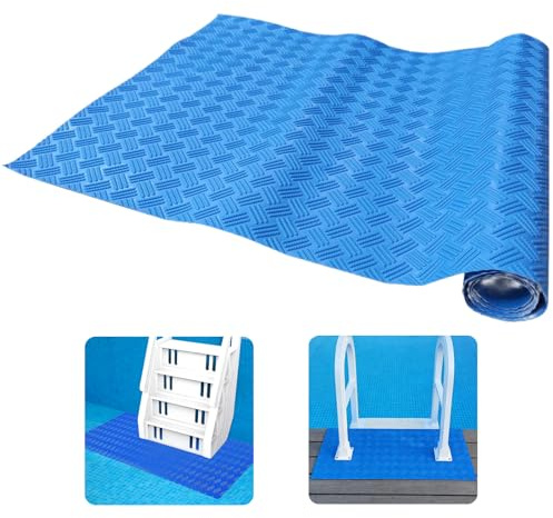 Lysjoy Tapis Antidérapant Piscine, 90x23cm Tapis D'échelle de Piscine, Tapis de Sol Piscines Rectangulaire, Pool Ladder Mat for Ground Pools, Tapi de Piscines Compatible avec Intex,Bestway échelle (A)