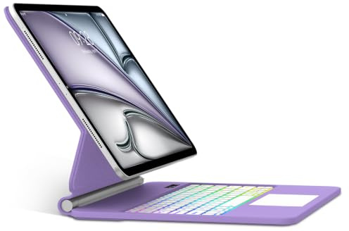 Tiiomioon Teclado para iPad Air 13'' M4 2026/ M3 2025/ M2 2024- Morado | Español Ñ Teclado para iPad Pro 12.9'' 2022/2021/2020/2018- Magic Keyboard Bluetooth Desmontable Retroiluminado para Air 13''