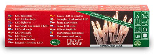 Konstsmide 6300-103 LED Minilichterkette / für Innen (IP20) 230V Innen / 10 Dioden / transparentes Kabel, Warmweiß