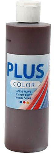 Plus Color Acrylfarbe, Bastelfarbe, Schokoladenbraun, 1 Flasche mit 250 ml