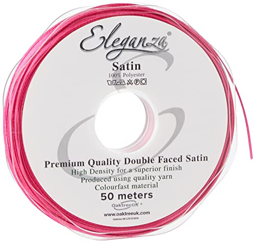Eleganza 3 mm x 50 m Double Faced Satin, Fuchsia