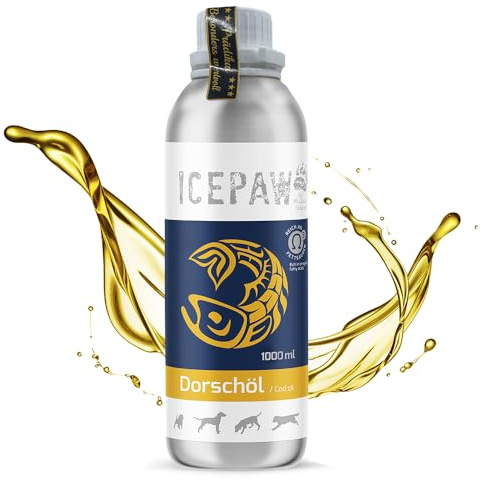 ICEPAW Dorschöl für Hunde I 1 Liter Flasche I Haut, Fell, Immunsystem I Fischöl