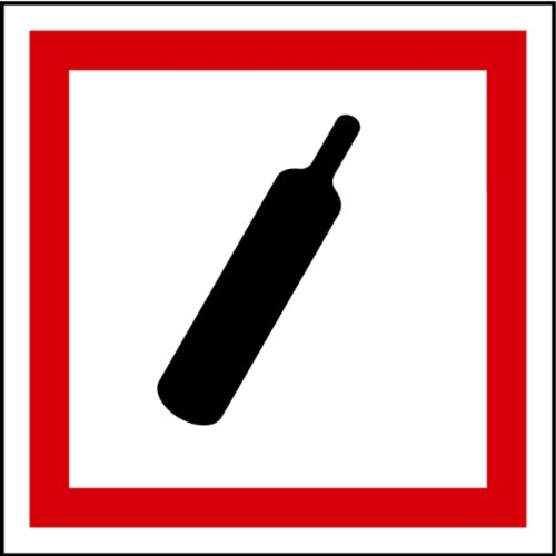 Aufkleber GHS 04 Gefahrensymbol Gasflasche, Einzeln 5cm x 5cm, Vinyl, Rot, Gelb, oder Grün, Sicherheitsaufkleber, Sticker, Standard