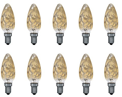 Paulmann 10 x Kerze Krokoeis Gold 25W E14 Kerzen 25 Watt Glühbirnen Glühlampen 562.20