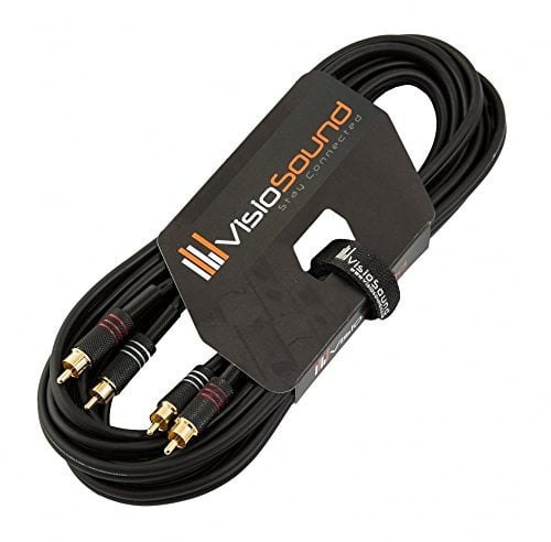 VisioSound Twin Phono 2 x RCA to 2 x RCA Phono Plug Twin Lead/Stereo DJ Hi-Fi Audio Cable 5m