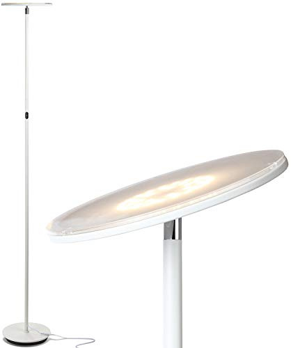 Brightech Sky LED Floor lamp, Torchiere Super Bright Floor Lamp for Living Room Decor & Office - Dimmable, Tall Standing Lamp with Warm Light for Bedroom & Reading - White