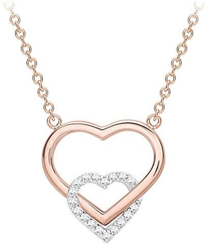 CARISSIMA Damen-Collier CZ Double Hearts 375 Rotgold Zirkonia weiß Rundschliff 46 cm - 5.19.7164