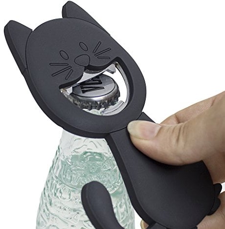 balvi-Flaschenöffner Katy Farbe grau In Form Einer Katze Magnetisch Aus PVC/Metall