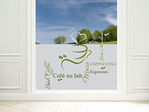 GRAZDesign Fensterfolie Küche Blickdicht Kaffee Motiv Sichtschutzfolie selbstklebend - 100x57cm / Silbergrau