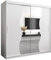 KRYSPOL Schwebetürenschrank Madryt 200 cm mit Spiegel Kleiderschrank mit Kleiderstange und Einlegeboden Schlafzimmer- Wohnzimmerschrank Schiebetüren Modern Design (Weiß)