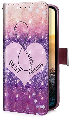 Uposao Kompatibel mit Samsung Galaxy A5 2016 Handyhülle Schutzhülle Glitzer Bling Glänzend Flip Case Brieftasche Klapphülle Leder Hülle Bookstyle Wallet Hülle Cover Kartenfächer,Lila Liebe